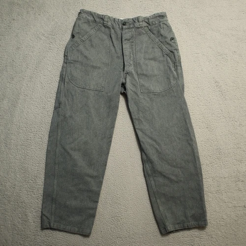 Vintage Denim Jeans Mens 34X28 Gray Cotton 40's Button Fly Military WW2 Pants