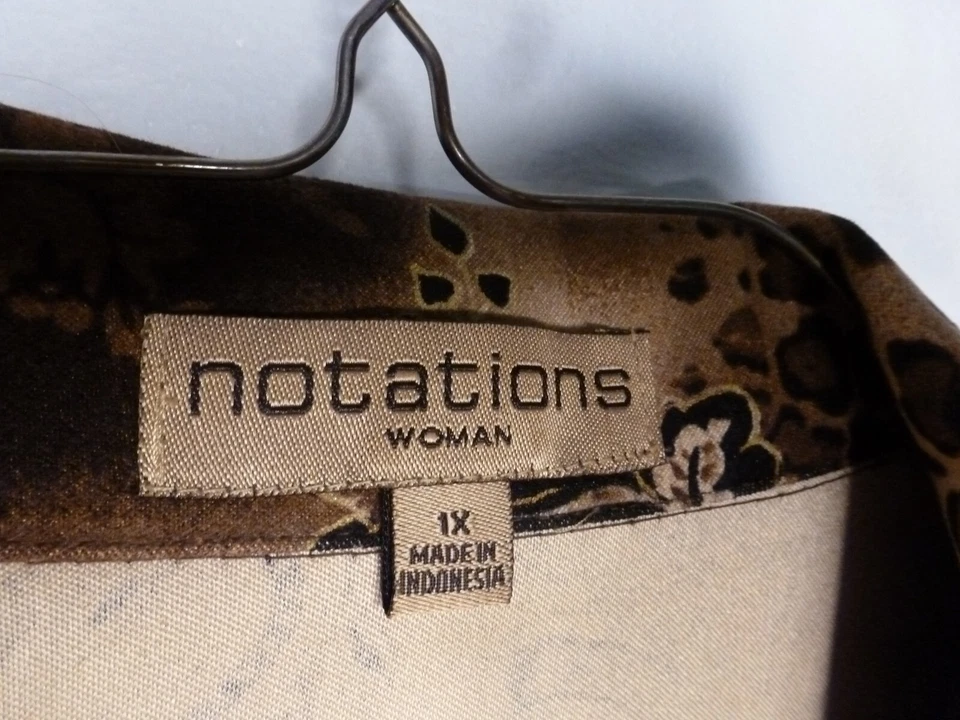 Blazer Notations imitación gamuza animal floral cremallera peplum 1X 18 XL marrón negro Foto 2 de 4