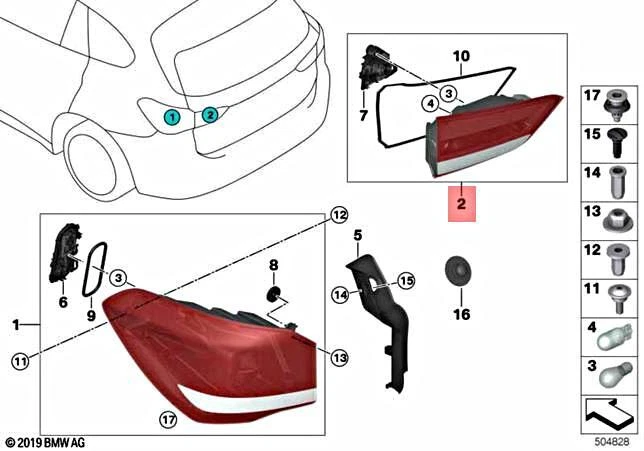 Genuine BMW X1 F48 X1 28i 28iX SAV Rear Light Tailgate Led Right 