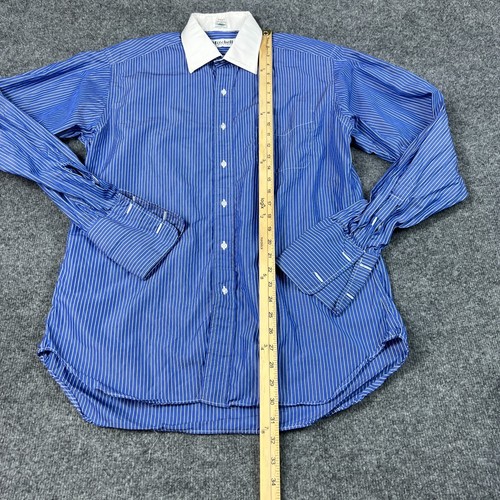 Mitchells of Westport Smokinghemd blau gestreift 15,5 x 35 gespreizter Kragen formell - Bild 6 von 12