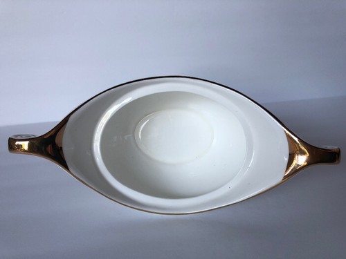 MD Miracle Dynasty Fine Bone China Golden Patina Oval Lidded Trinket Dish Rare - Picture 6 of 12