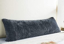 COIZA Body Pillow Cover, Big Plush Shaggy Luxury Ultra Soft, 21 54" Dark Grey