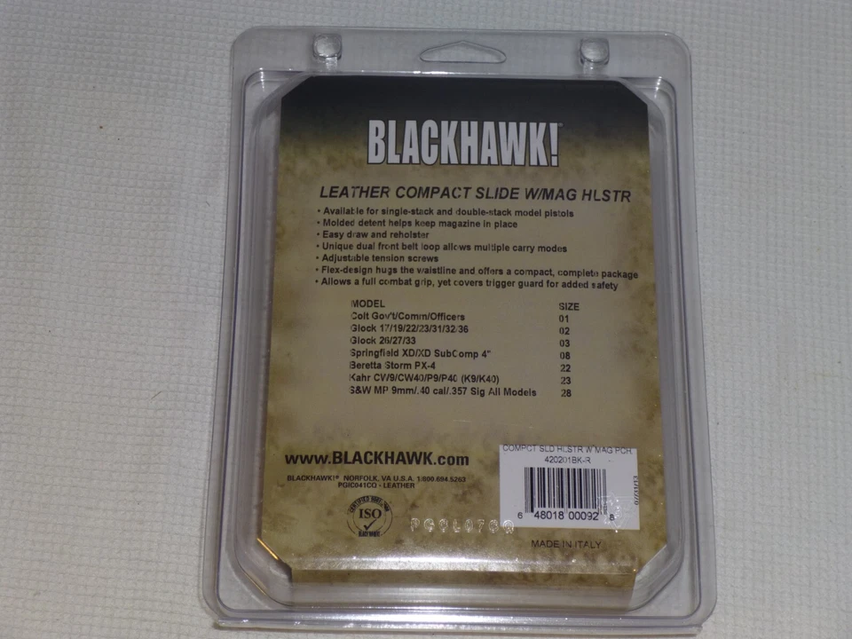 Blackhawk RH Leather Holster 420201BK-R Compact Slide w / Magazine Pouch - Image 3 of 4