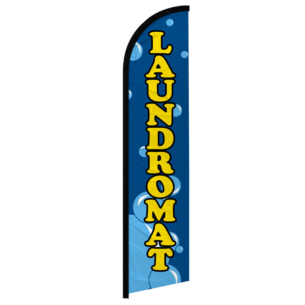 Laundromat Full Curve Windless Swooper Flag for Dry Cleaning Businesses – Eye-Catching, Durable, and Weather-Resistant Advertising Solution