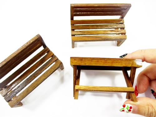Casa de Muñecas Miniatura Madera Muebles Exterior Mesa Banco Jardín Set 15482 - Imagen 5 de 7