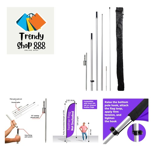 Lightweight 13ft Feather Flag Pole with Rotating Base for Effective ...