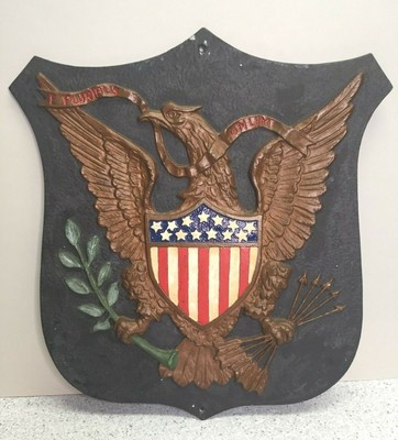Metal Eagle Spread Winged Wall Plaque E Pluribus Unum Banner Ebay