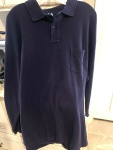 Navy Pique Long Sleeve Polo Shirt 