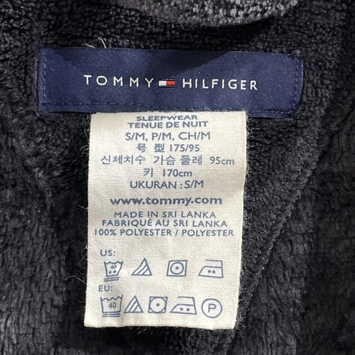 Tommy Hilfiger Fleece Robe Mens S/M Gray Tie Waist Long Preppy Loungewear - Picture 4 of 7
