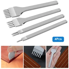 4Pcs Leather Hole Punch Chisel Leather Craft Stitching Tools Set 3/4mm