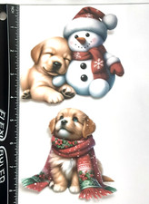 Lot of 2 Puppy Dog Snowman Scarf Winter Santa Cap SINGLE LAYER Embellishments607