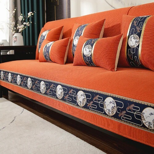 Chinese Non-slip Sofa Cover Solid Wood Leather Sofa Cushion Simple Universal - Picture 6 of 22