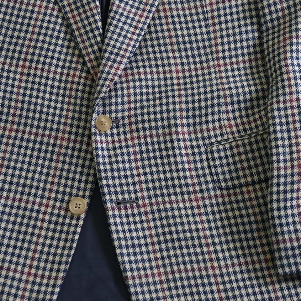 Blazer Abrigo Deportivo Chaqueta De Colección Neiman Marcus 41R 42R Amarillo Azul Cuadros Lana Foto 3 de 4