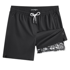 Mens Swim Trunks - Mens Bathing Suit with Compression Liner 7 Inch Quick Dry ...