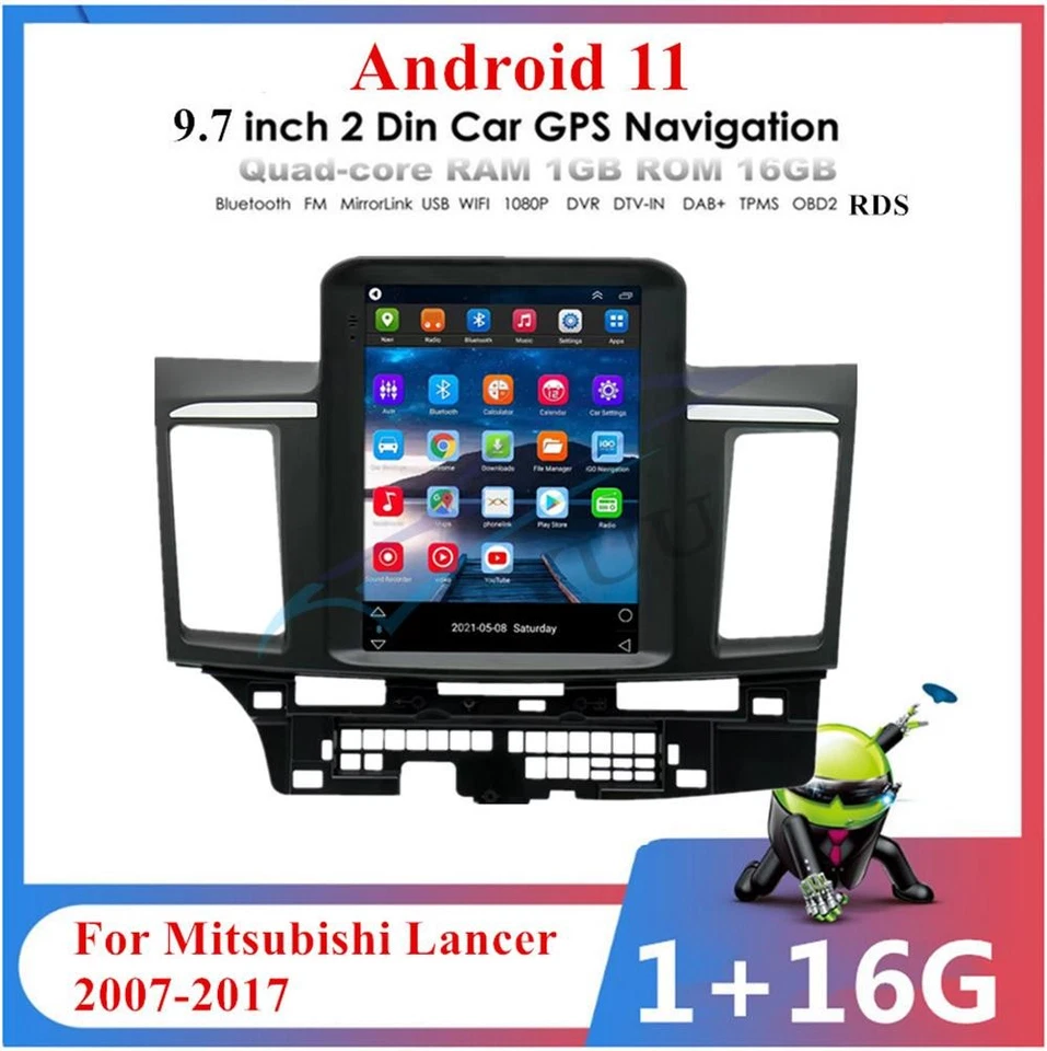 9.7" Vertical Car Stereo Radio GPS Navigation WiFi For 2007-17 Mitsubishi Lancer - Image 2 of 4