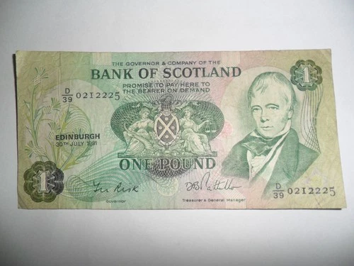 1981 SCOTLAND 1 POUND BANKNOTE SPL PICK #111