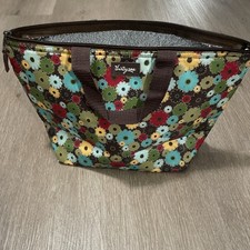 Thirty-One Thermal Lunch Picnic Tote Argyle Floral Trim Zipper Bag 10x10x5
