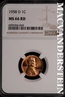 1958-D Lincoln Wheat Cent- NGC-MS66 RD Gem Brilliant Uncirculated Luster #SLM409