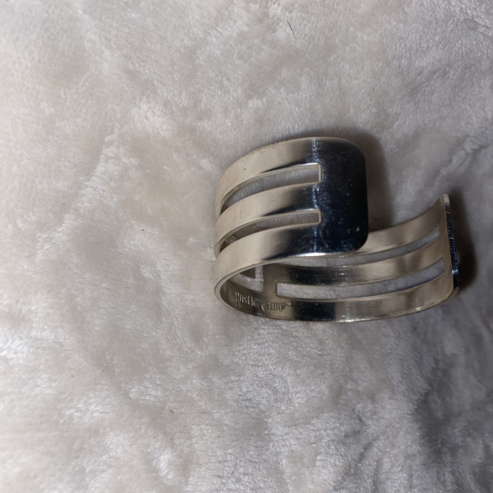 Rustic Cuff Bracelet Silver Tone Triple Band Cuff… - image 8