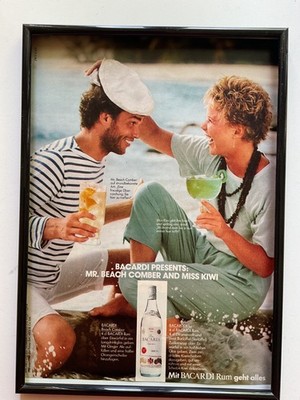 Vintage  Werbung, Bacardi ,  Blatt im Rahmen 30x20cm, top als Geschenk