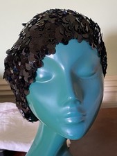 CLASSIC DESIGN FOR EVERY DECADE BLACK SEQUIN BERET SIZE LARGE