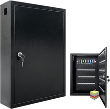 VORVIL Key Lock Box Cabinet with 64 Hooks, Wall Mount Key Storage Box, Key