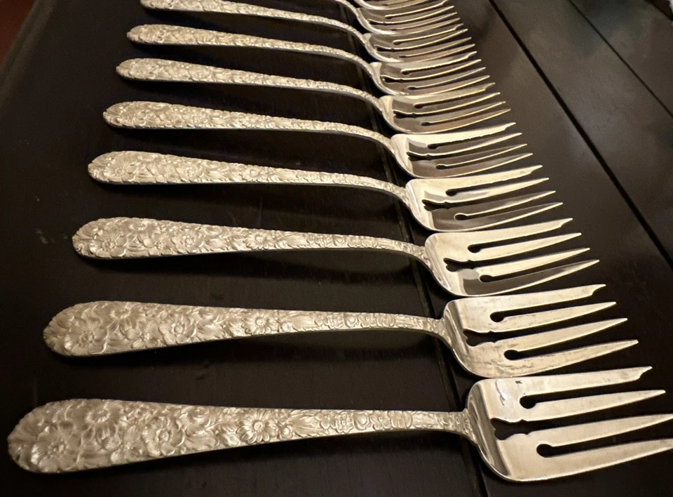 Bridal Bouquet by Alvin Sterling Silver Flatware Salad Forks 6 1/2” Set Of 12 - Image 3 of 4