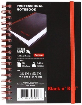 Black n` Red : Poly Twinwire Notebook, Ruled, 5-7/8 x 4-1/8, White, 70 Sheets...
