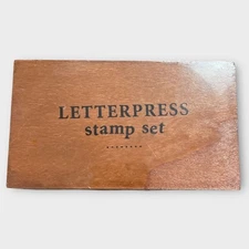 Peter Pauper Press Letterpress Stamp Set Wooden Box Alphabet Numbers Symbols