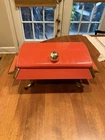 Anchor Hocking Vintage Fire King Orange Chafing Dish With Glass Pan