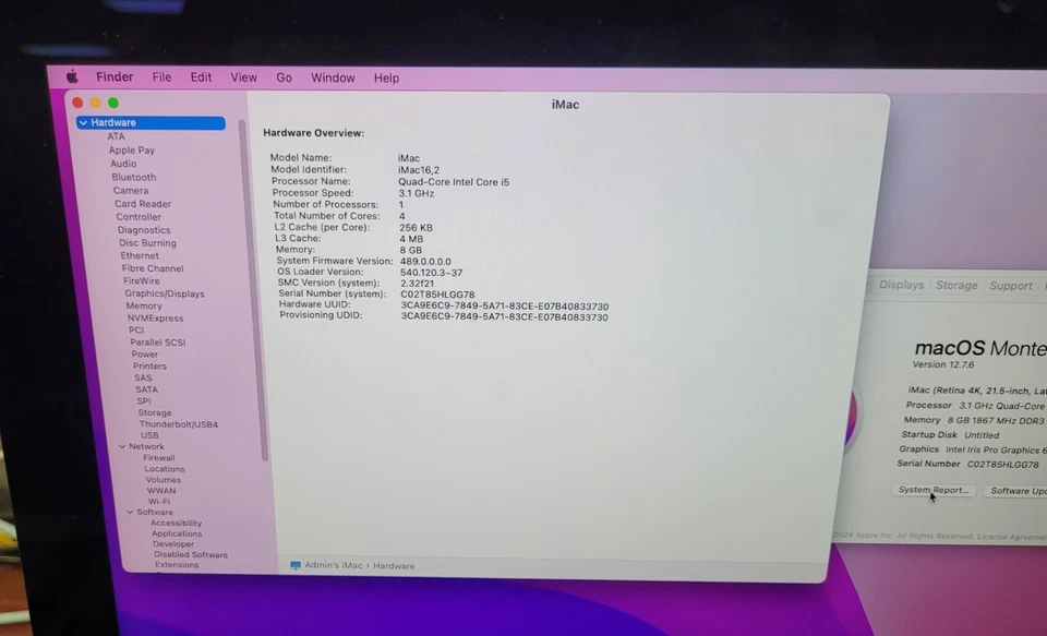 Apple iMac Retina 4K 21" Late 2015 Core i5 3.1GHz 8GB RAM 1TB HDD macOS Monterey - Image 4 of 4