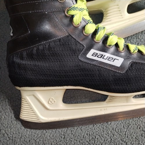 Vintage Bauer Ice Skates Size 8? Black Triumph 22 Hockey Blade Leather ICM - Picture 4 of 17