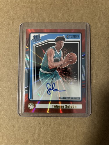 2024 Panini Donruss Tidjane Salaun Red Holo Laser Rookie Autograph 41/49 #252