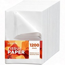 1200 Sheets White Tissue Paper for Gift Bags Bulk, 14"x20" Acid Free Tissue P...