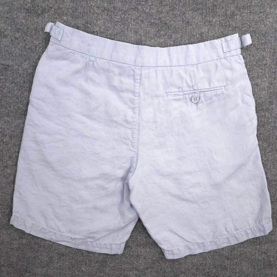 Pantalones Cortos Orlebar Marrón Norwich Lino Para Hombre 30 Azul Claro Chinos 8" Entrepierna Preppy Foto 3 de 4