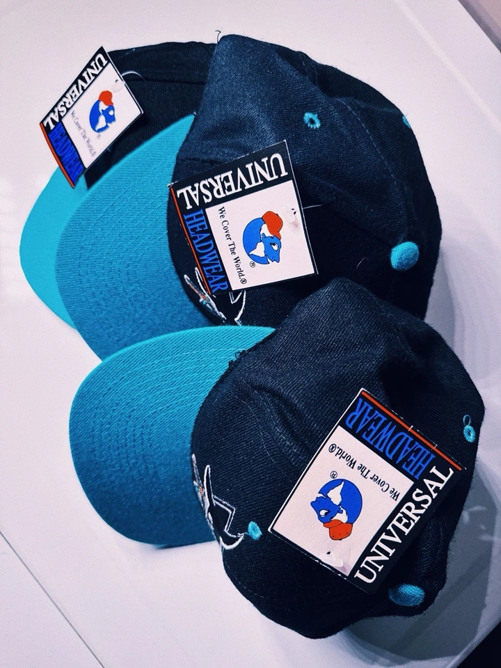 复古 OG 90 年代圣何塞鲨鱼平沿帽复古 NHL 曲棍球通用 DS — 第 3/4 张图片