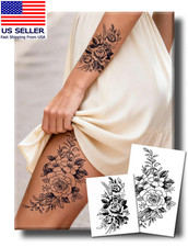 Semi Permanent Tattoos, 2 Sheets Realistic Large Thigh Temporary Tattoo for Wome