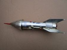 Spardose "Rocket" aus den 1960 Jahren Zinkguss silber L. 34 cm, D. ca.9 cm