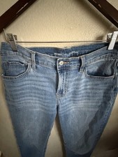 Old Navy Boyfriend Mid-Rise Blue Medium Wash Denim Jeans Button Zip 5-Pocket