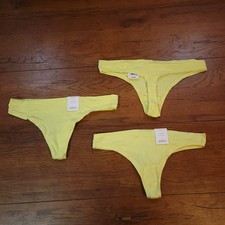 3 Auden Womens Medium 8-10 Cotton Stretch Thong Underwear Target M Yellow