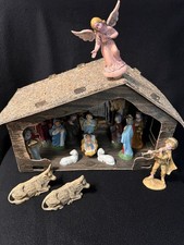 Vintage Nativity Set Christmas Mid Century Stable Italy Figures