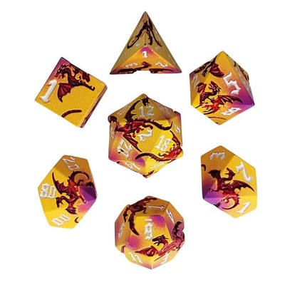    Dragon Attack Yellow Red | Metal DnD Dice Set | Dungeons &Dragons RPG