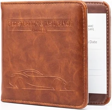 CANOPUS Car Registration and Insurance Holder, Magnetic Closure, Car, Brown 