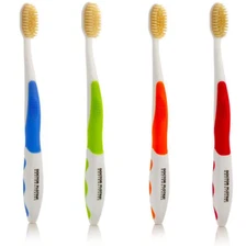 MOUTHWATCHERS Dr. Plotka's Soft Bristle Toothbrush, Flossing Design, 4-Pack