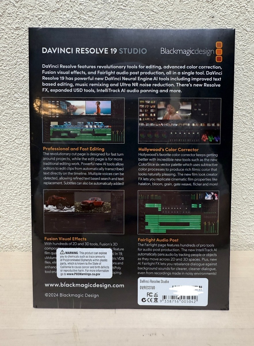 New - Sealed) DaVinci Resolve Studio -Version 19 | eBay