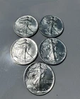 Lot of 5 1989 American Silver Eagle $1 1 Oz .999 Fine Silver Coins BU