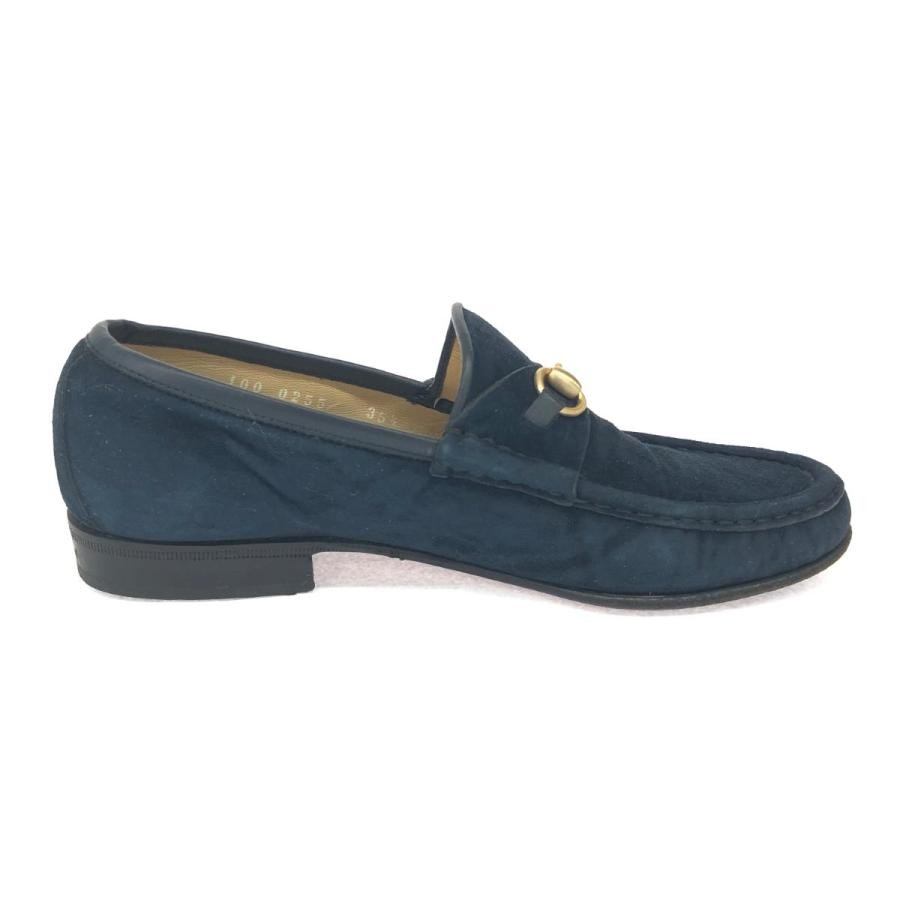 GUCCI Women's Loafers Horsebit Suede Navy Size:35.5/JP:22.5 135297K Authentic thumbnail 3