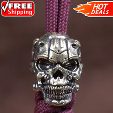 Mechanical Skull Head Brass Knife Bead EDC Paracord Lanyard DIY Charm Pendant
