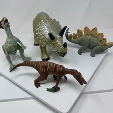 Vintage 1987 4 Dinosaurs, Triceratops, Stegosaurus,  Velociraptor