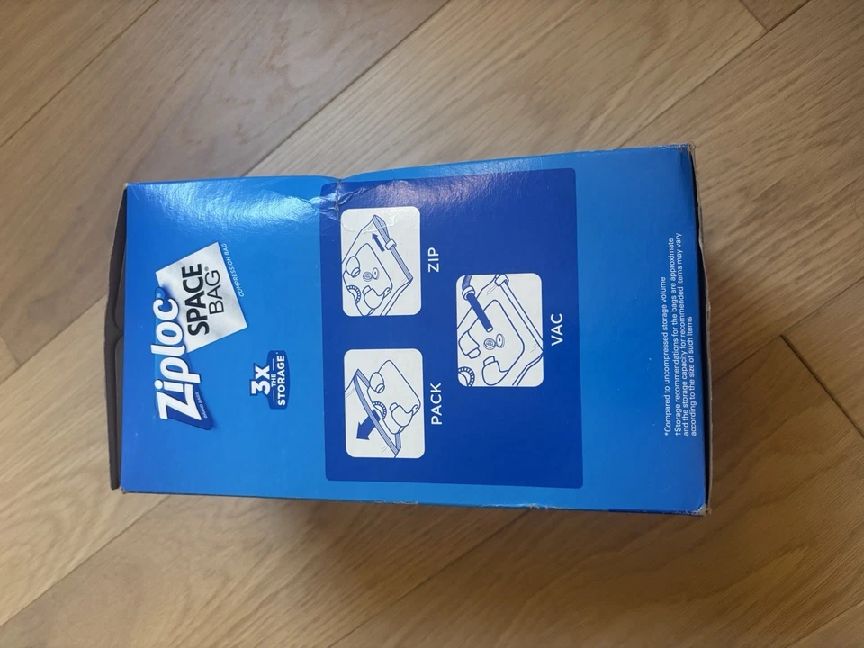 Bolsa espacial Ziploc 6 bolsas grandes planas selladas al vacío para almacenamiento de ropa nueva caja abierta Foto 3 de 4